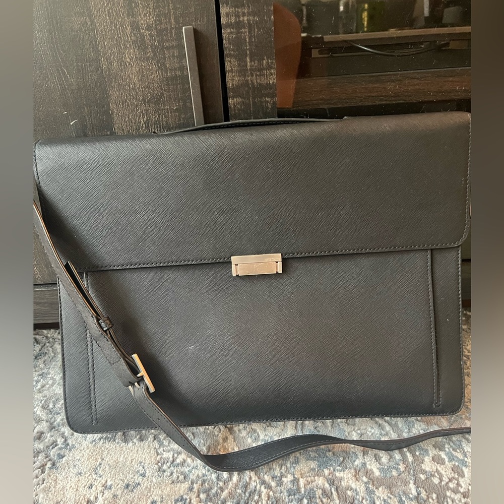 Jack Spade Black Leather Messenger Bag